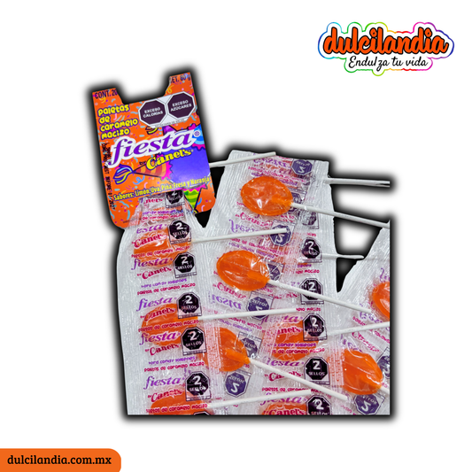 Paletas Fiesta Naranja 4g CANEL’S Tira c/20