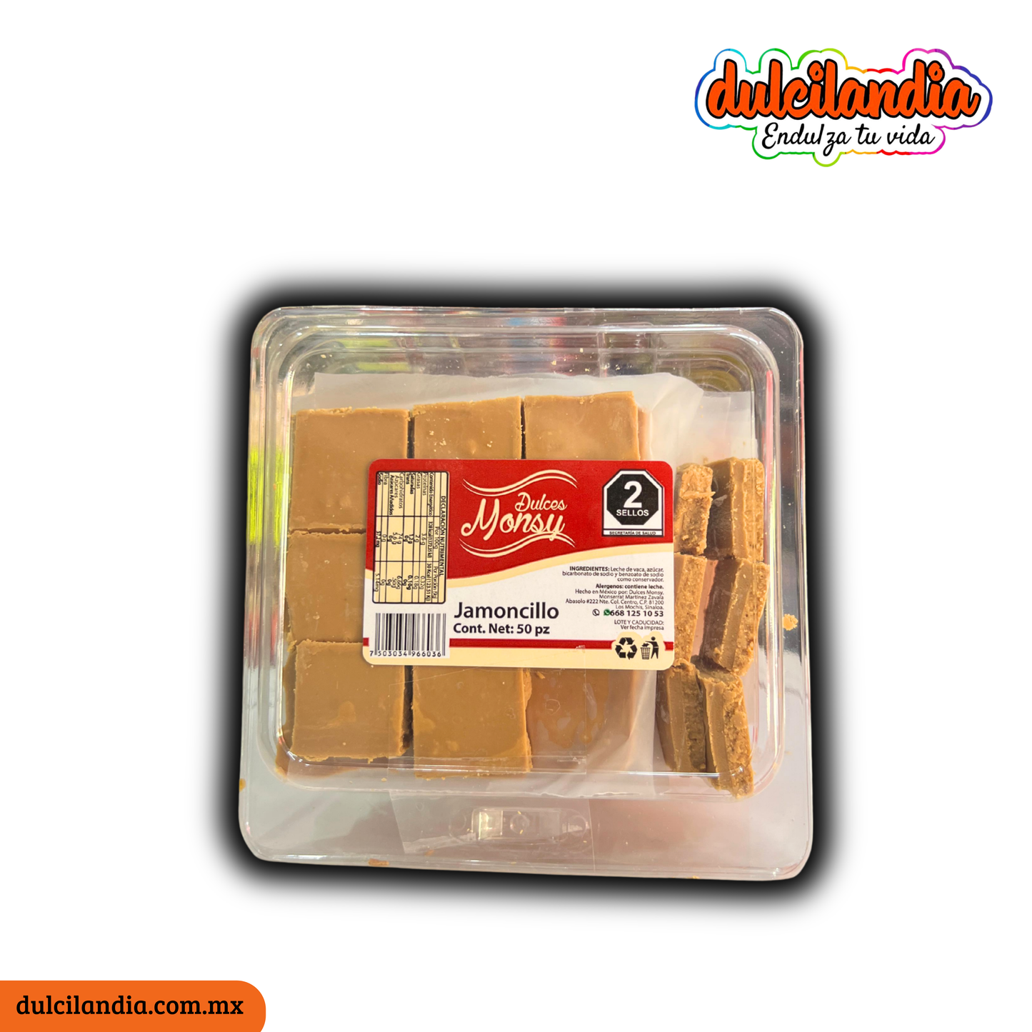 Jamoncillos / Dulces de Leche Cuadrados MONSY Estuche c/50