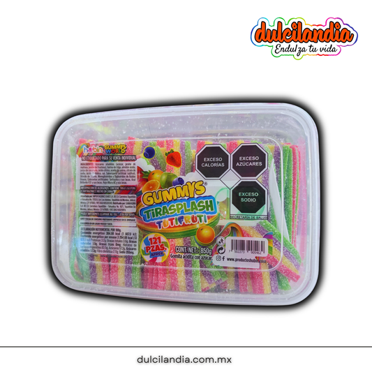 Gomitas Gummy Tirasplash Tutti Frutti HUBIN Exhibidor c/121