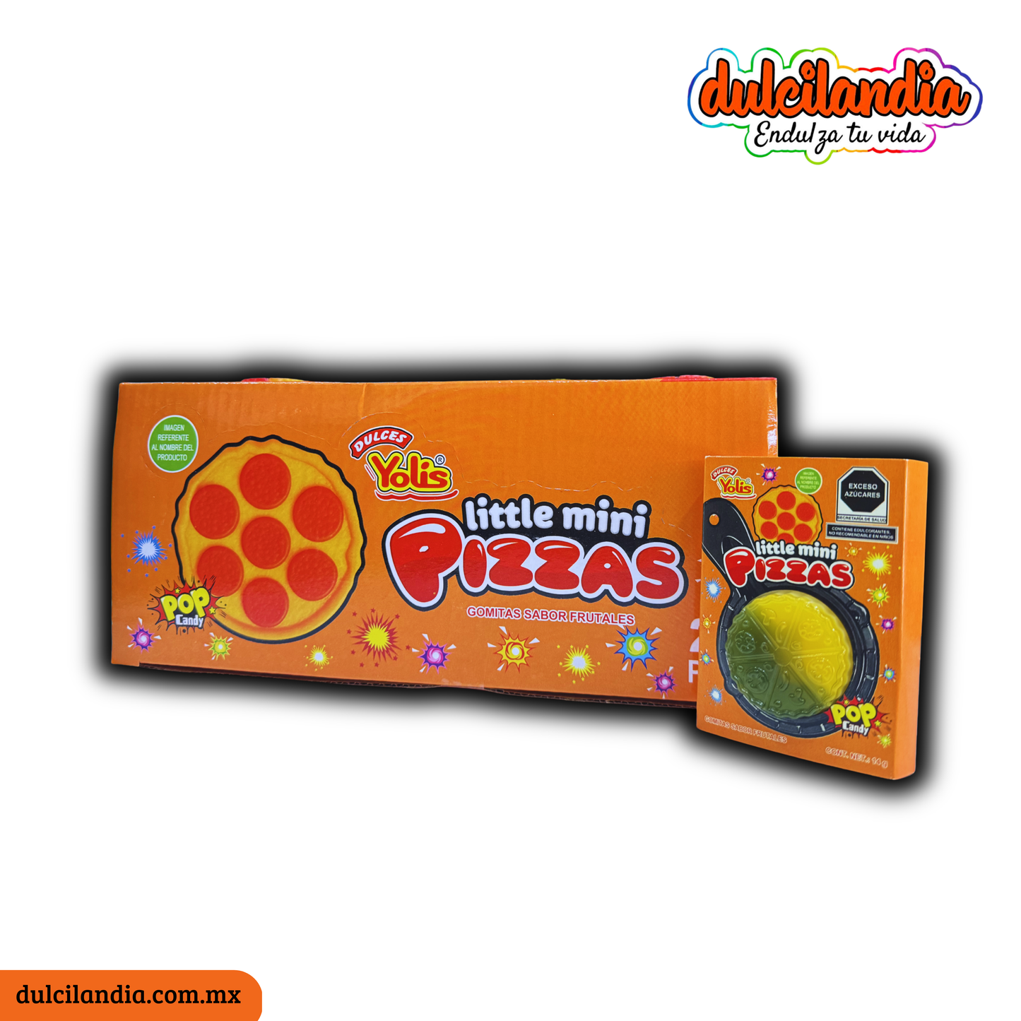 Little Mini Pizzas Gelatinas con Polvo Tronador 14g YOLIS Exhibidor c/24