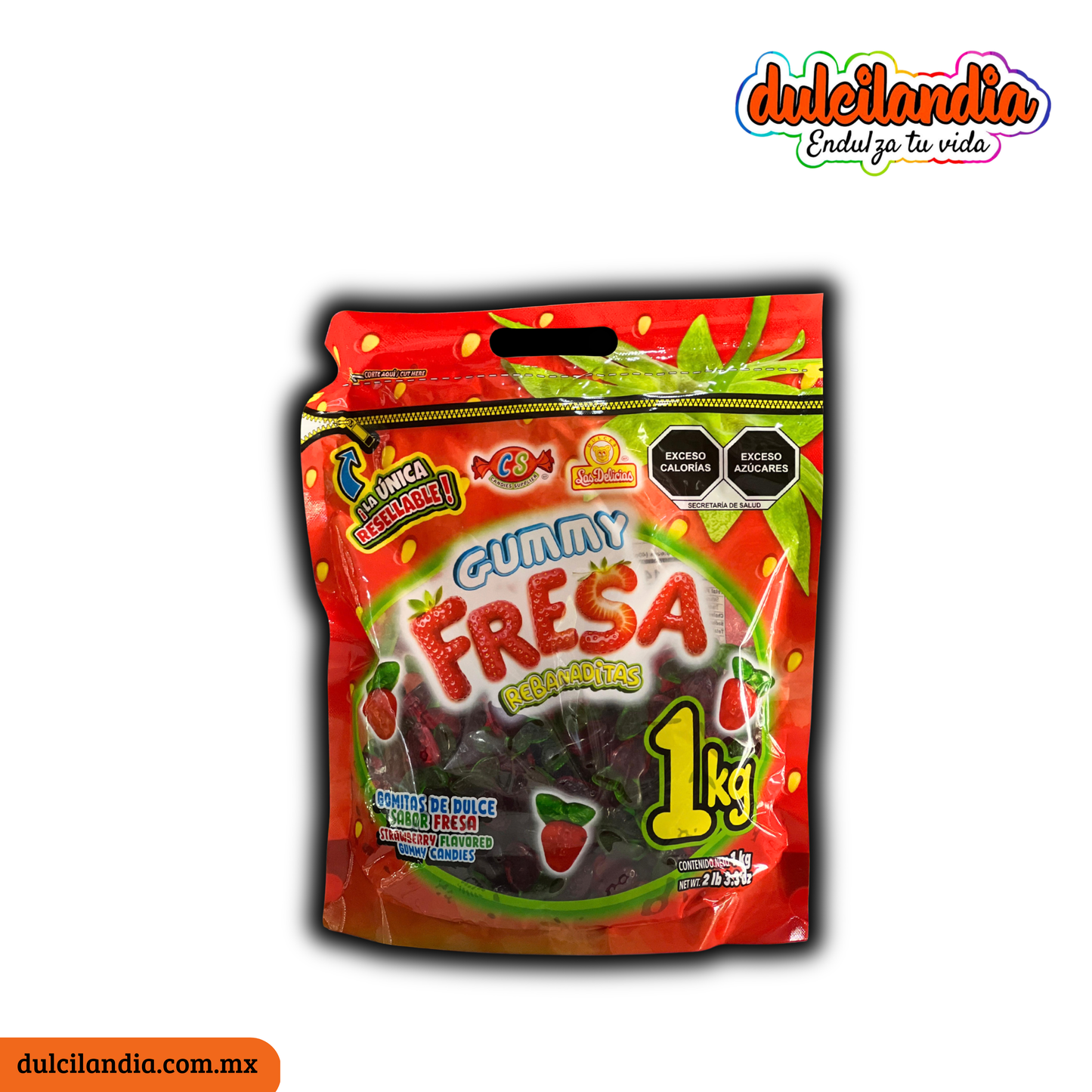 Gomitas Gummy Fresa Rebanaditas LAS DELICIAS Bolsa 1Kg