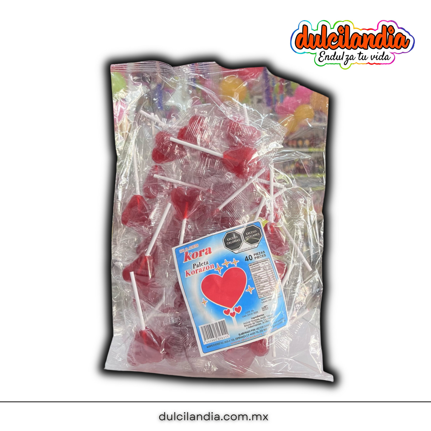 Paletas Corazón KORA Bolsa c/40