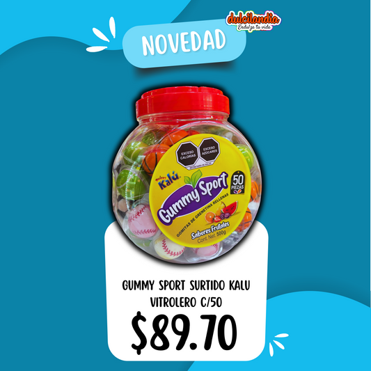 1 Novedad Gummy Sport Surtido 10g KALÚ Vitrolero c/50