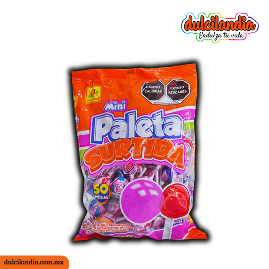 Paletas Mini Jumbo Surtida 10g DE LA ROSA Bolsa c/50