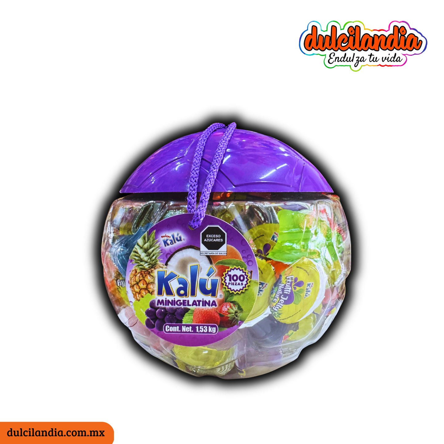 Mini Gelatina Surtida Frutty Jelly Nature Balón Alcancía 15g KALÚ Vitrolero c/100