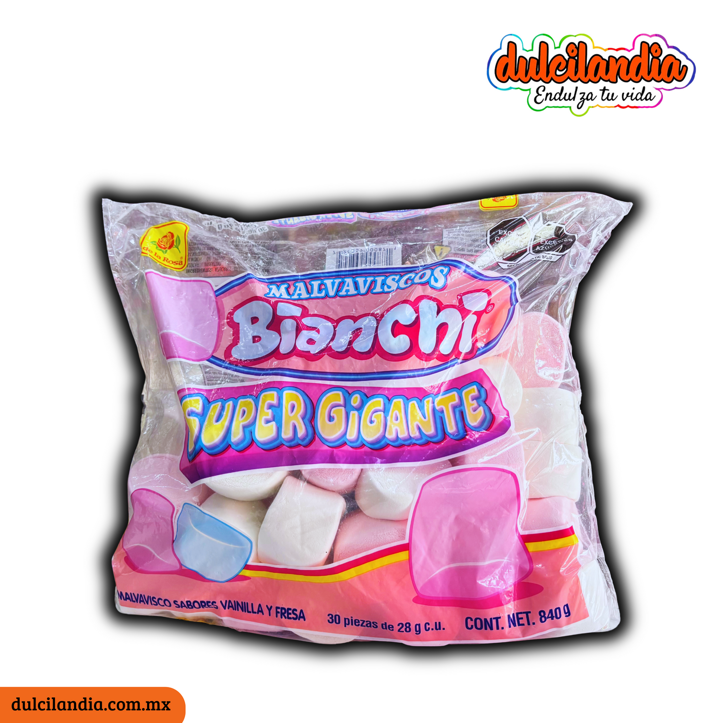 Bombones Malvaviscos Redondos Súper Gigante 28g DE LA ROSA Bolsa c/30