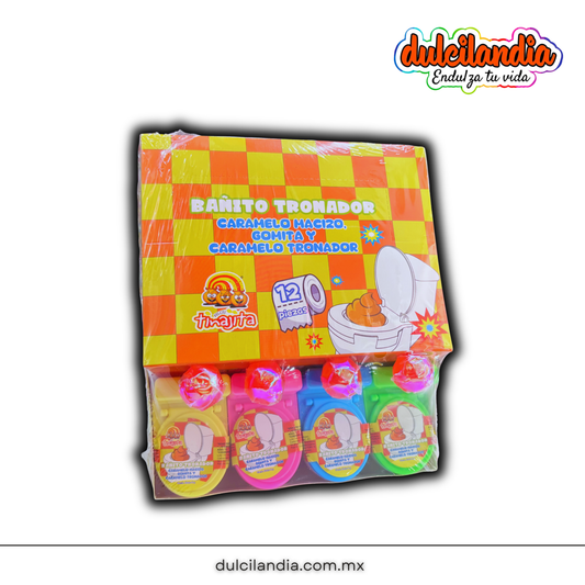 Caramelos con Juguete Bañito Tronador TINAJITA Exhibidor c/12