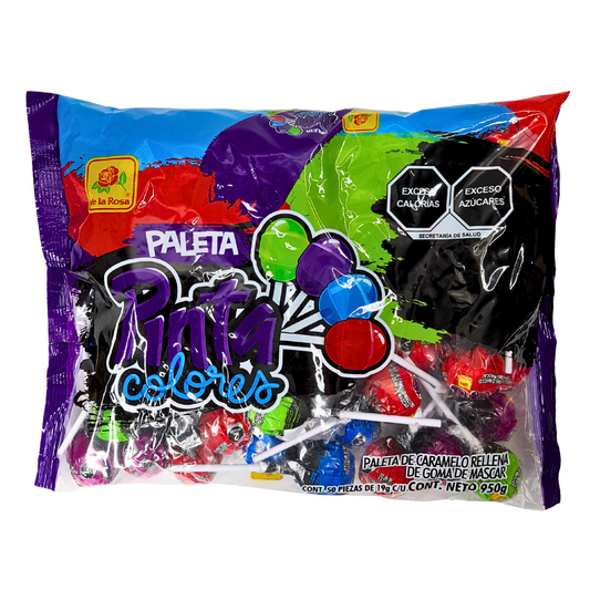 Paletas Pinta Colores Surtida 19g DE LA ROSA Bolsa c/50