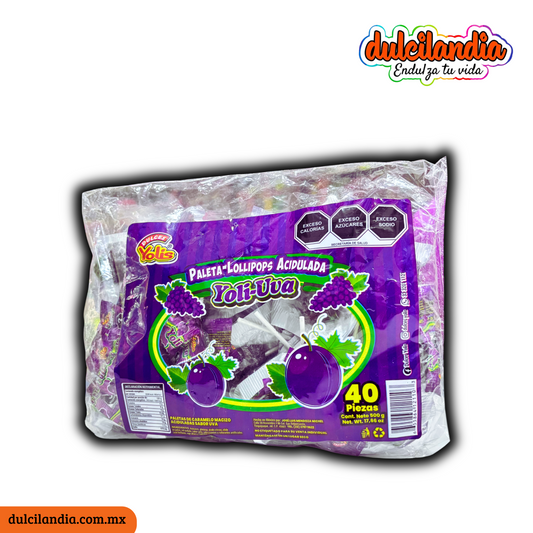 Paletas Yoli-Uva 12.5g YOLIS Bolsa c/40