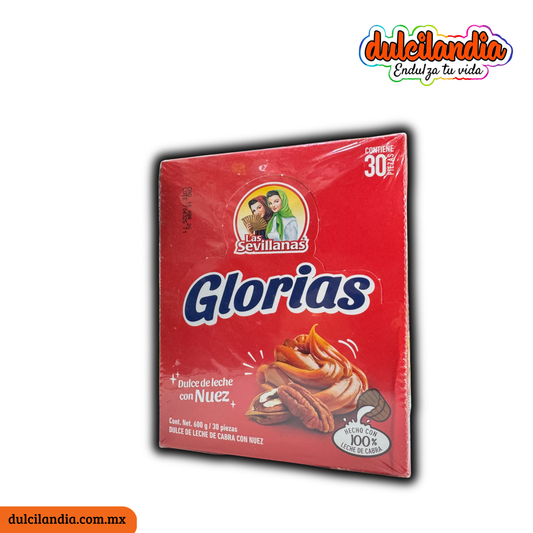 Dulces de Leche con Nuez Glorias 20g LAS SEVILLANAS Caja c/30
