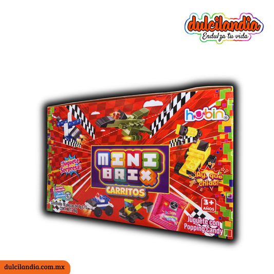 Mini Brix Carritos Juguete Sorpresa con Caramelo Tronador HUBIN Exhibidor c/18