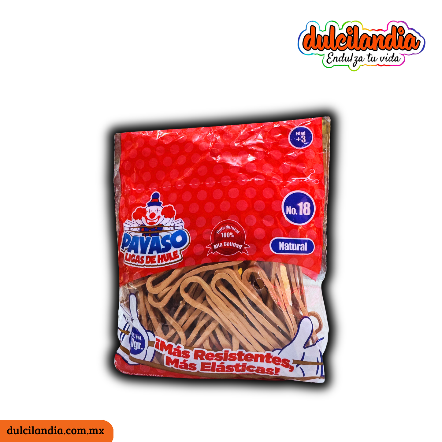 Ligas de Hule Natural #18 PAYASO Bolsa 80g c/100 Aprox.