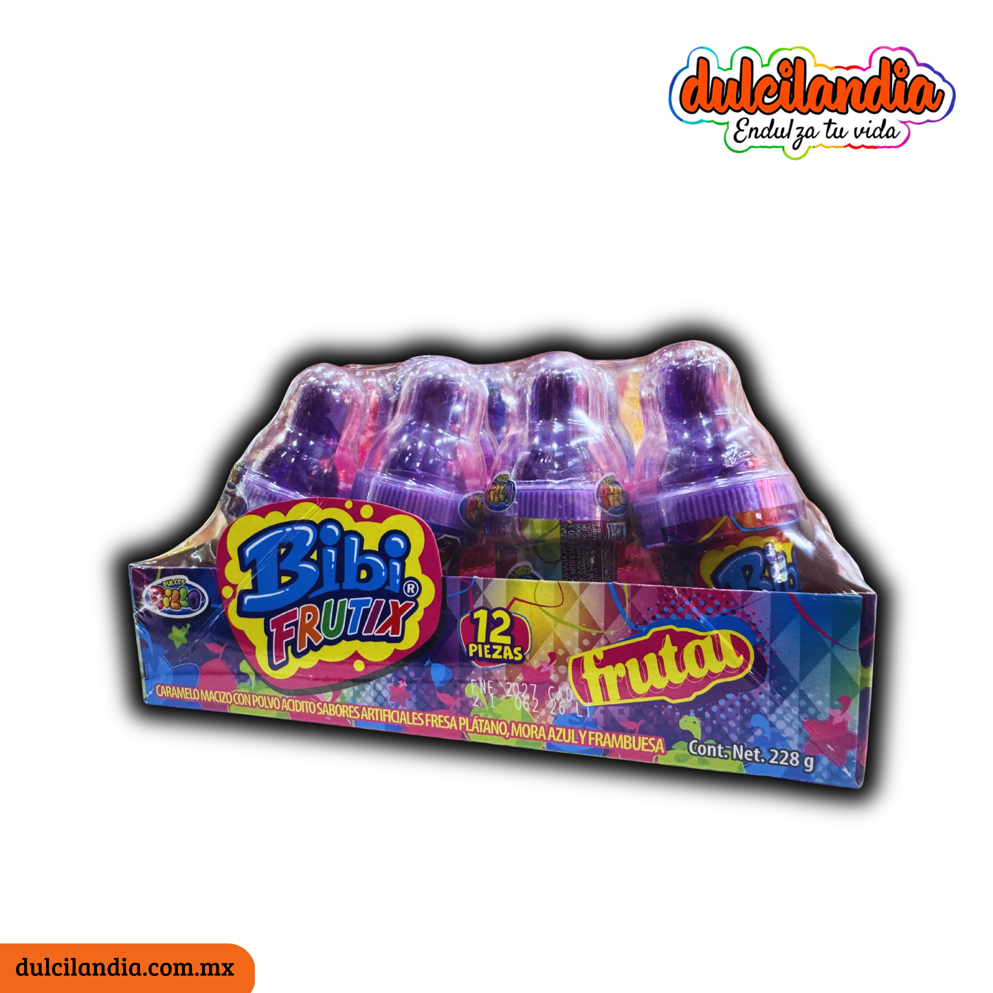 Bibi Frutix Caramelo con Polvo Frutal 19g DULCES PILLO Caja c/12