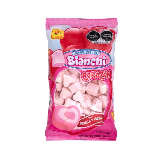 Bombones Malvaviscos Corazón Vainilla y Fresa DE LA ROSA Bolsa 400g