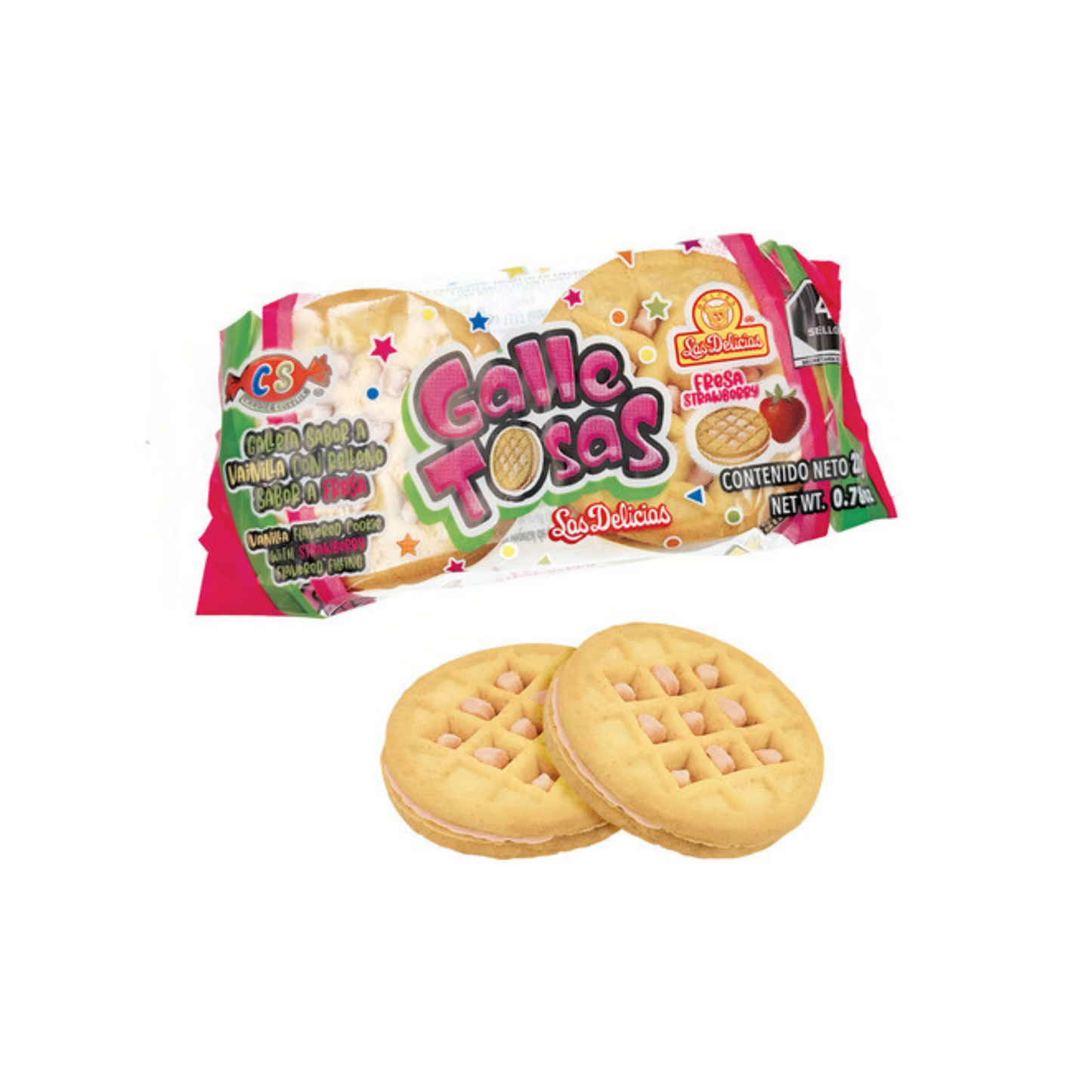 Galletas GalleTosas Fresa 4’s LAS DELICIAS Bolsa c/12
