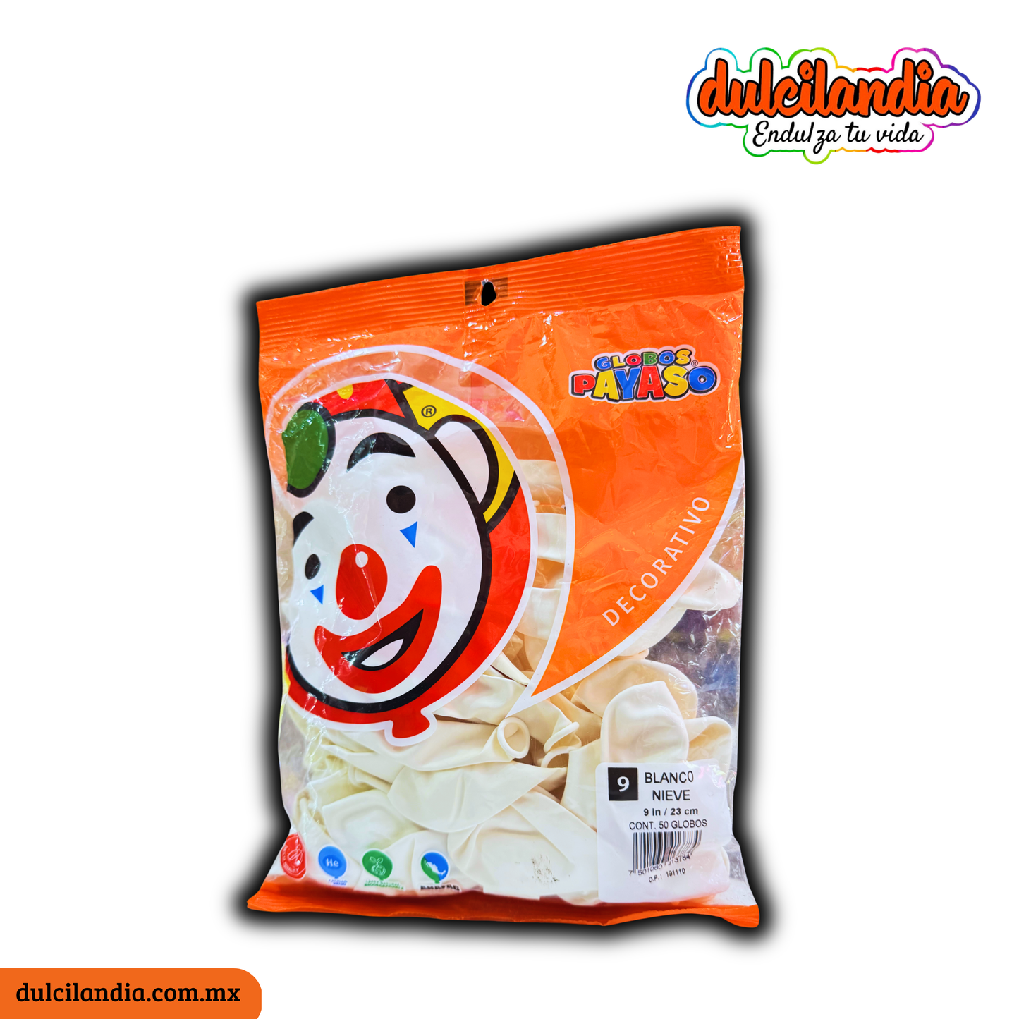 Globos #9 Blanco Nieve GLOBOS PAYASO Bolsa c/50