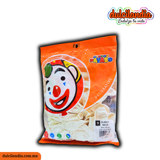 Globos #9 Blanco Nieve GLOBOS PAYASO Bolsa c/50
