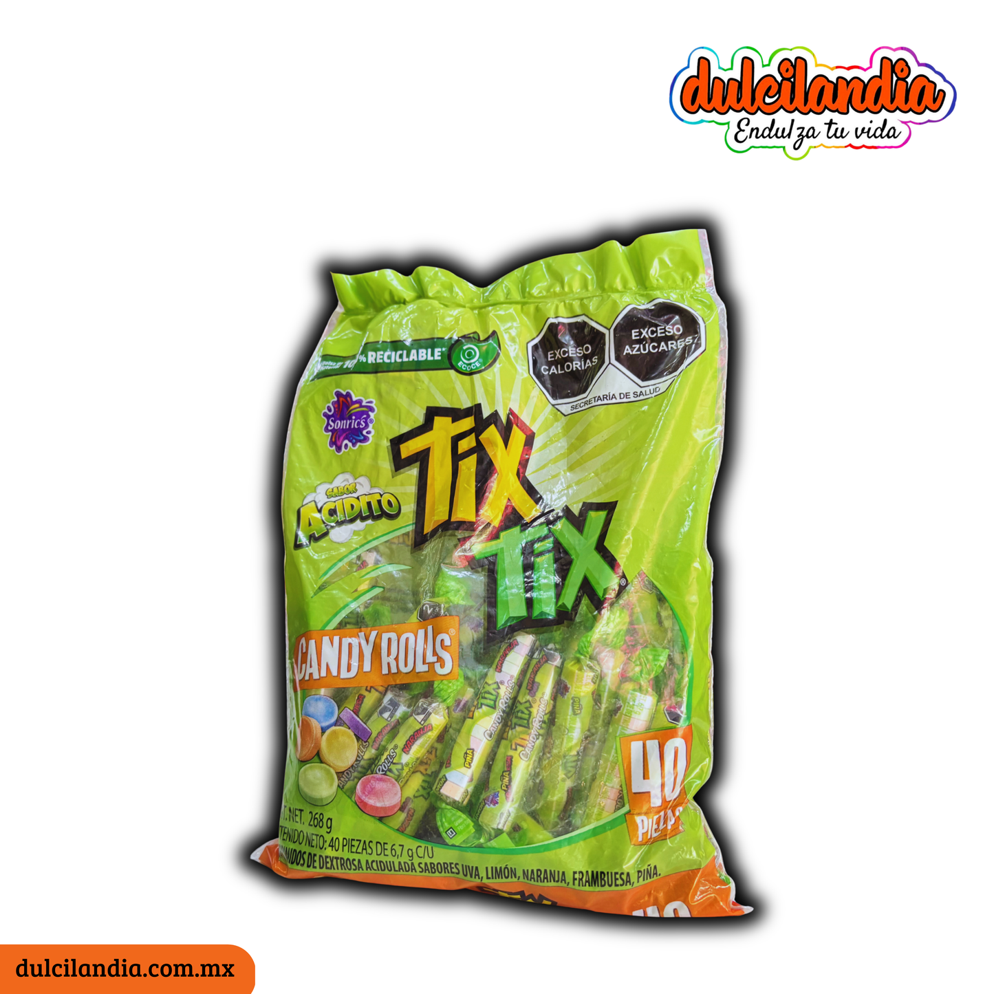 Caramelos Tix Tix Candy Rolls 6.7g SONRIC’S Bolsa c/40