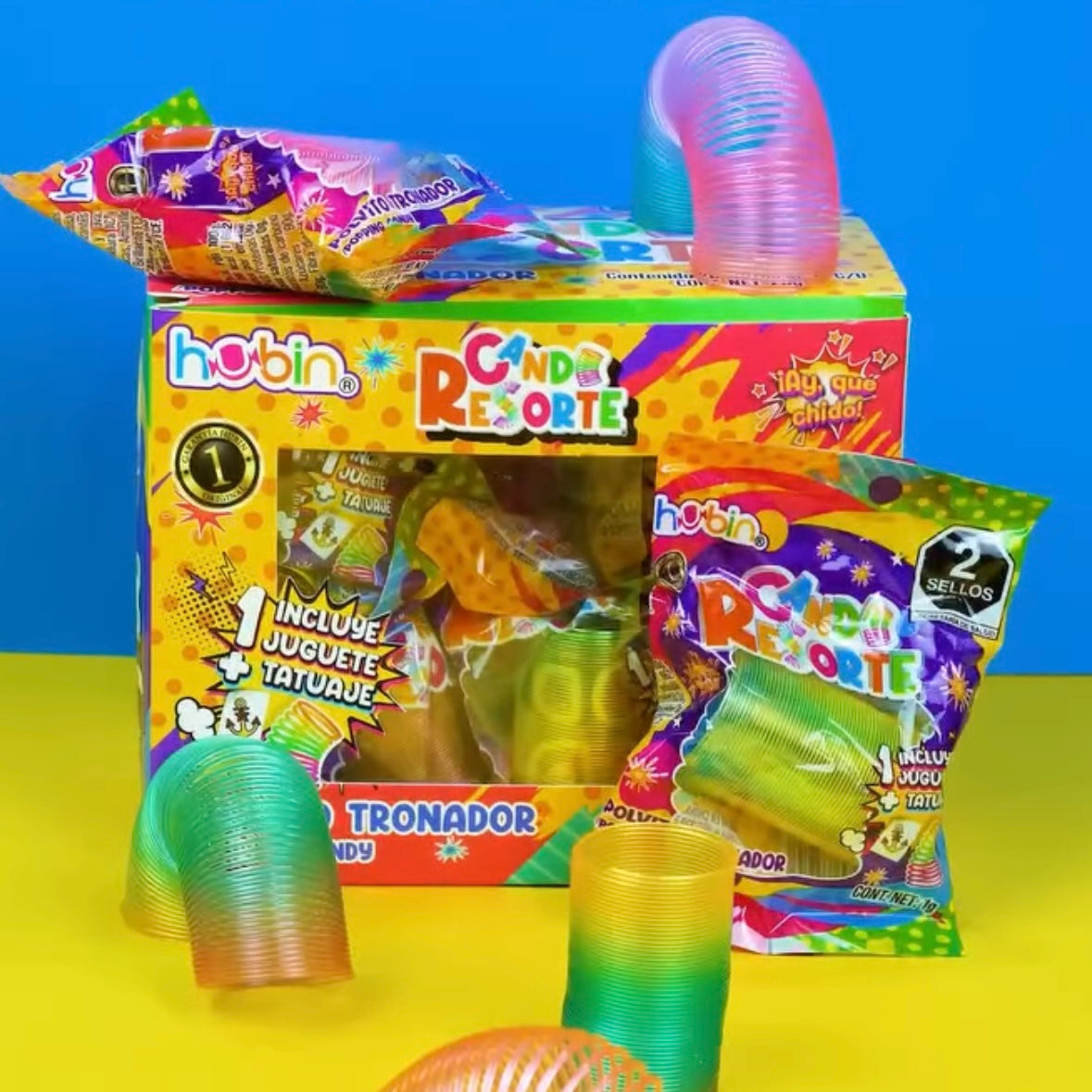 Candi Resorte Dulce, Juguete y Tatuaje HUBIN Caja c/20