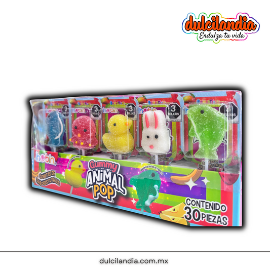 Paletas Gummy Animal Pop Surtida HUBIN Exhibidor c/30