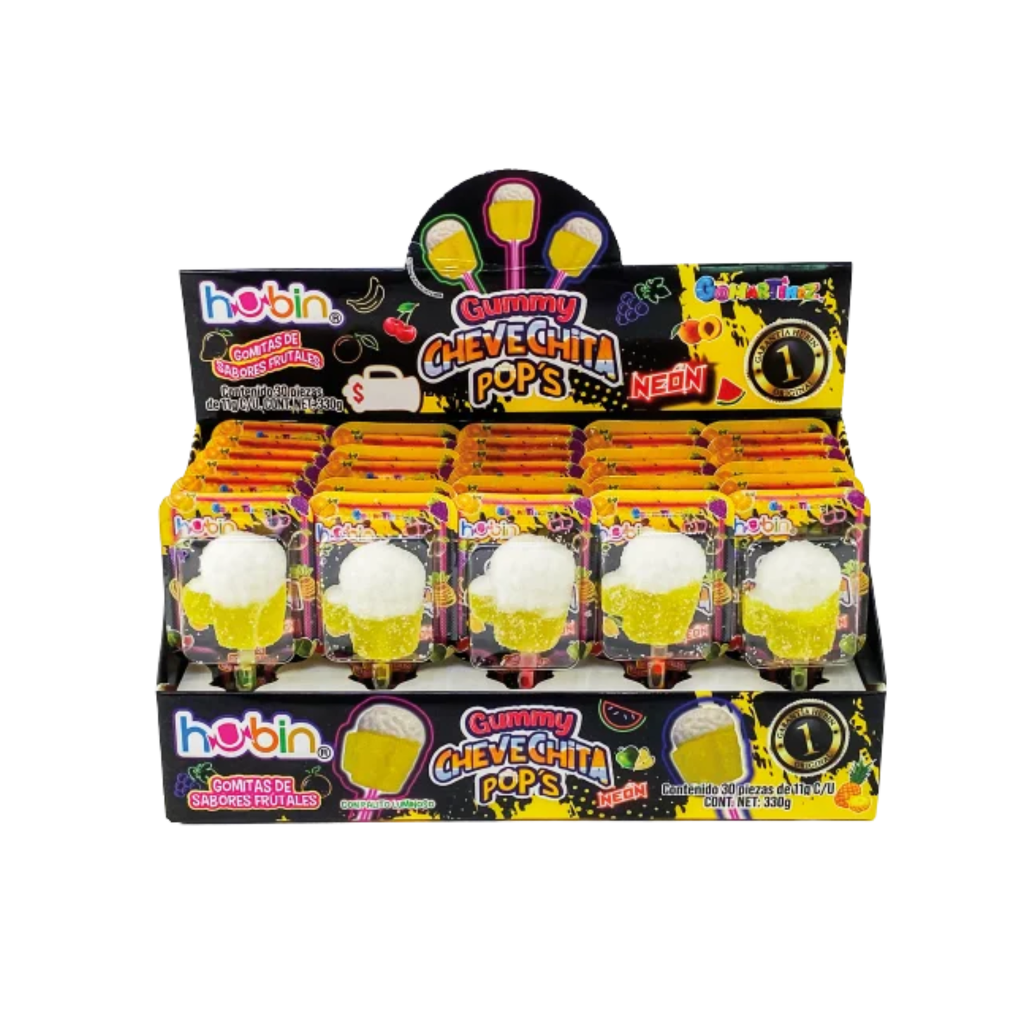 Gomitas Gummy Chevechita Pop’s Neón 11g HUBIN Exhibidos c/30