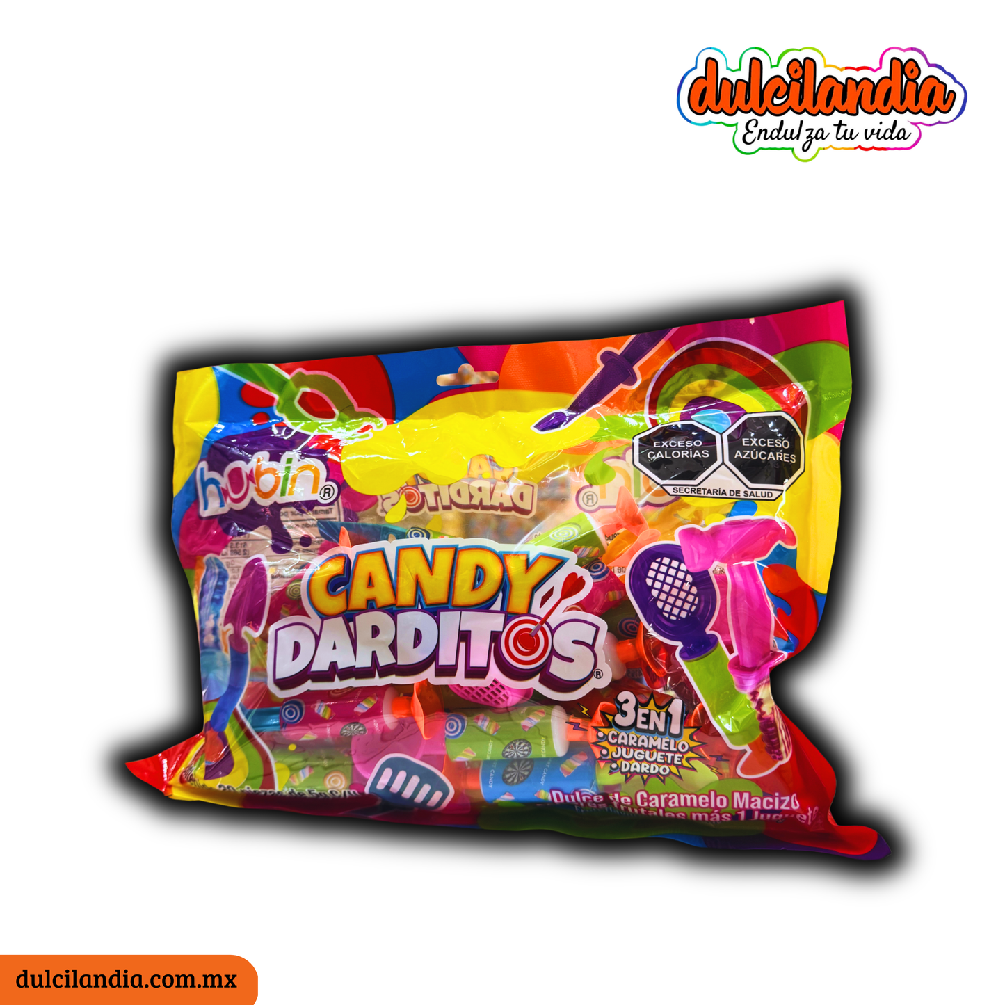 Candy Darditos Caramelos, Juguete y Dardo 3 en 1 HUBIN Bolsa c/20