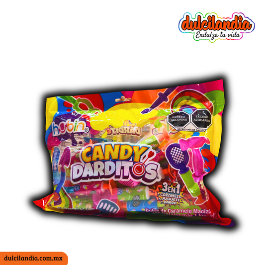 Candy Darditos Caramelos, Juguete y Dardo 3 en 1 HUBIN Bolsa c/20