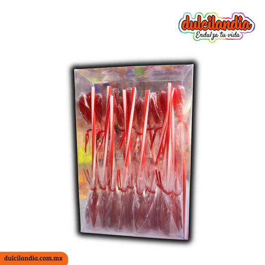 Paletas Corazón Camilove Cereza 18g DULCES CAMIS Estuche c/20