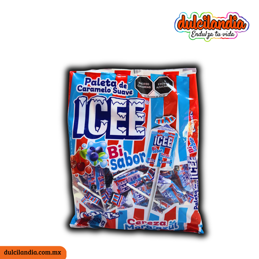 Paletas ICEE Bisabor Cereza y Mora Azul 7.5g CANEL’S Bolsa c/38