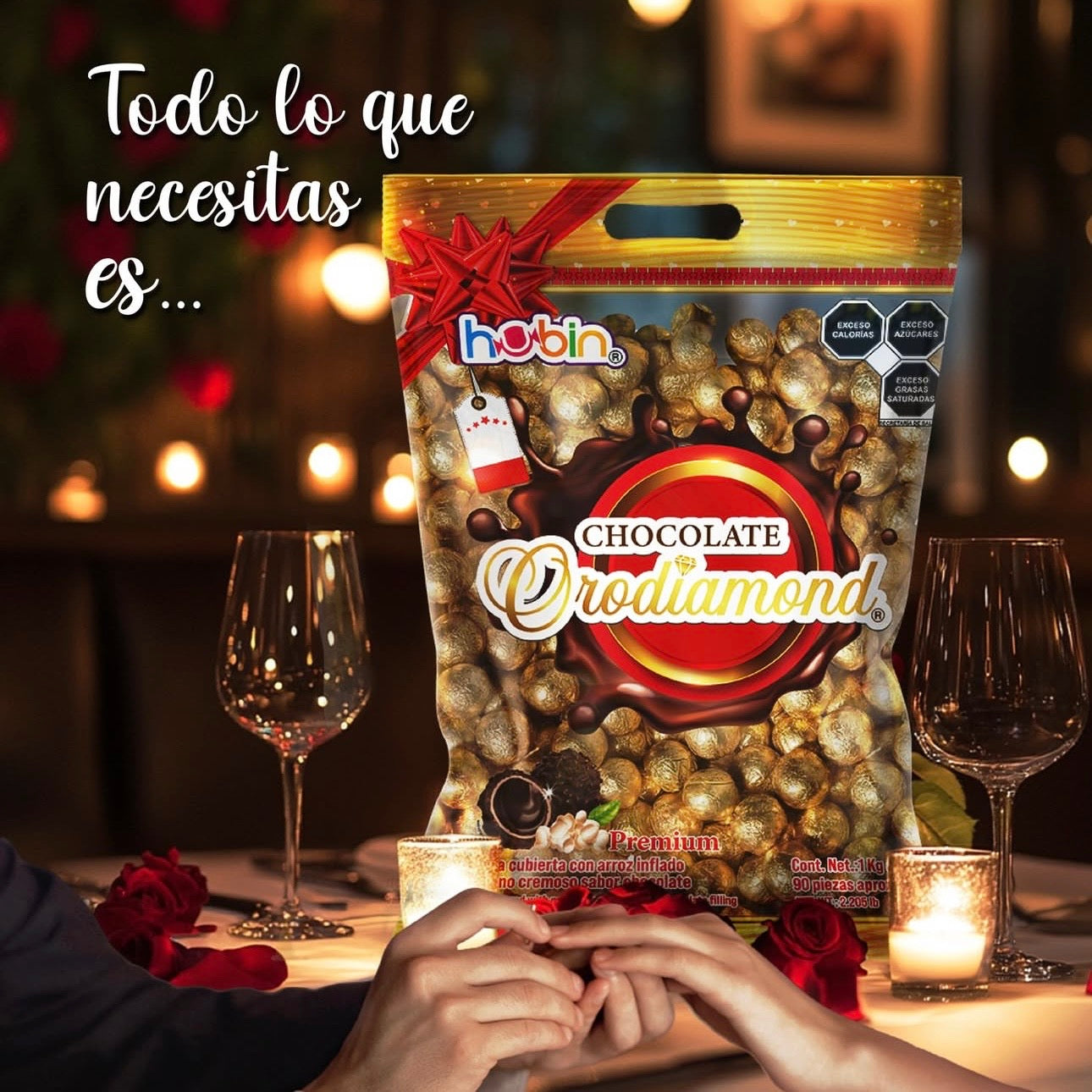 Chocolates Rellenos Orodiamond 11g HUBIN Bolsa c/45