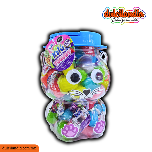 Mini Gelatina Yogurt 15g KALÚ Vitrolero Alcancía Gato c/100