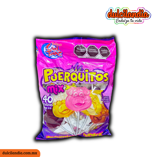 Paletas Puerquitos Mix 14g COOL TOONS Bolsa c/40