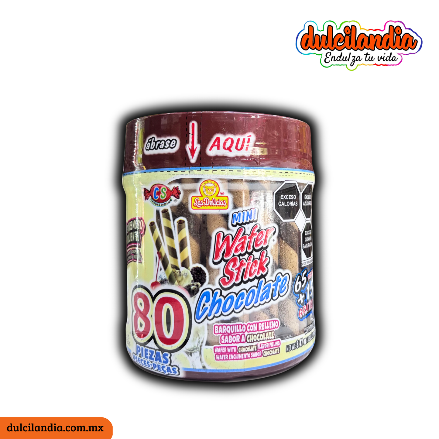 Barquillos Mini Wafer Stick Chocolate 3g LAS DELICIAS Vitrolero c/80