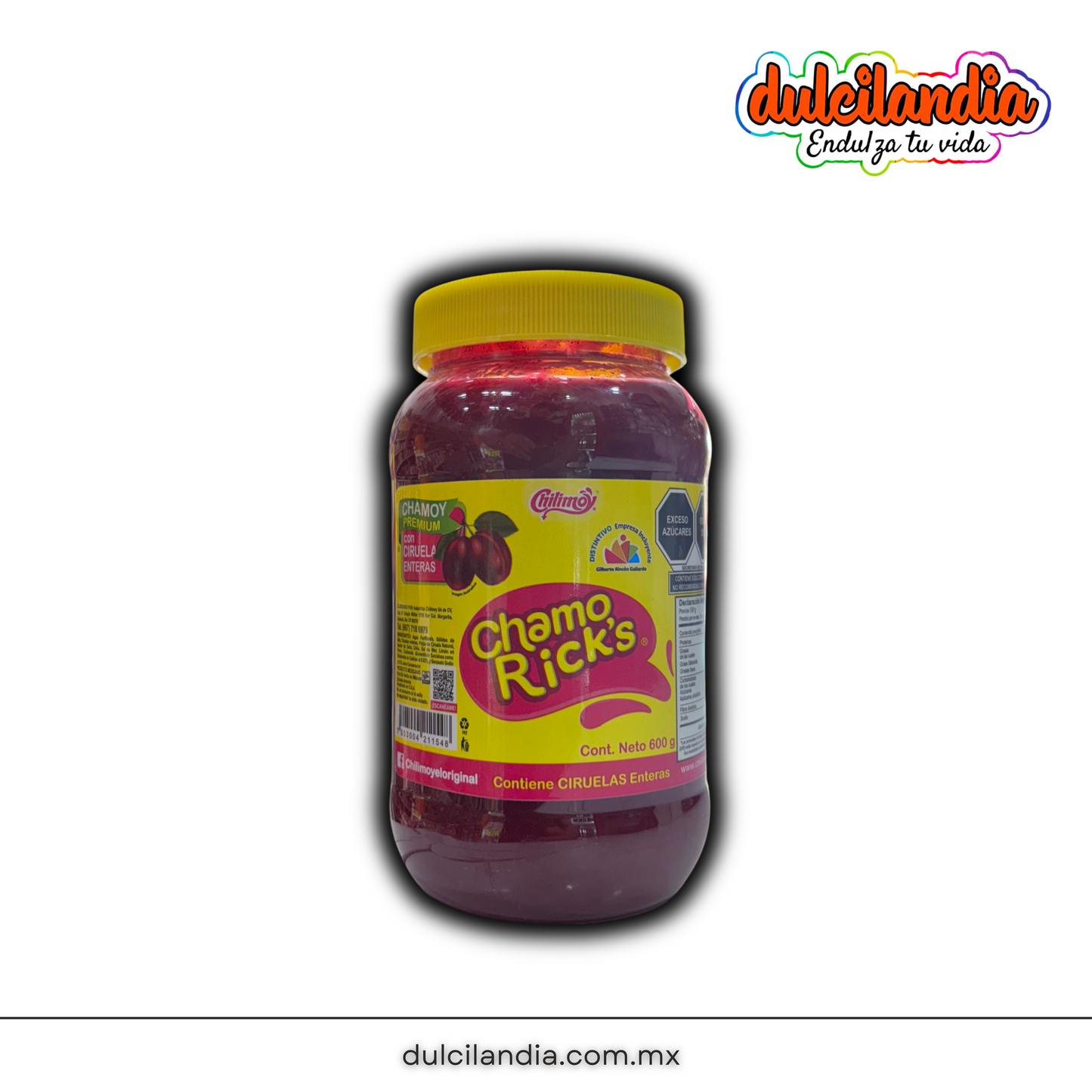 Chamoy ChamoRick’s con Ciruelas Enteras CHILIMOY Botella 600g