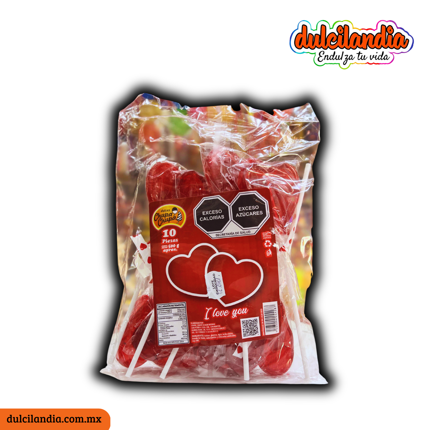 Paletas Corazón Jumbo 50g CHUPA CHUPA Bolsa c/10