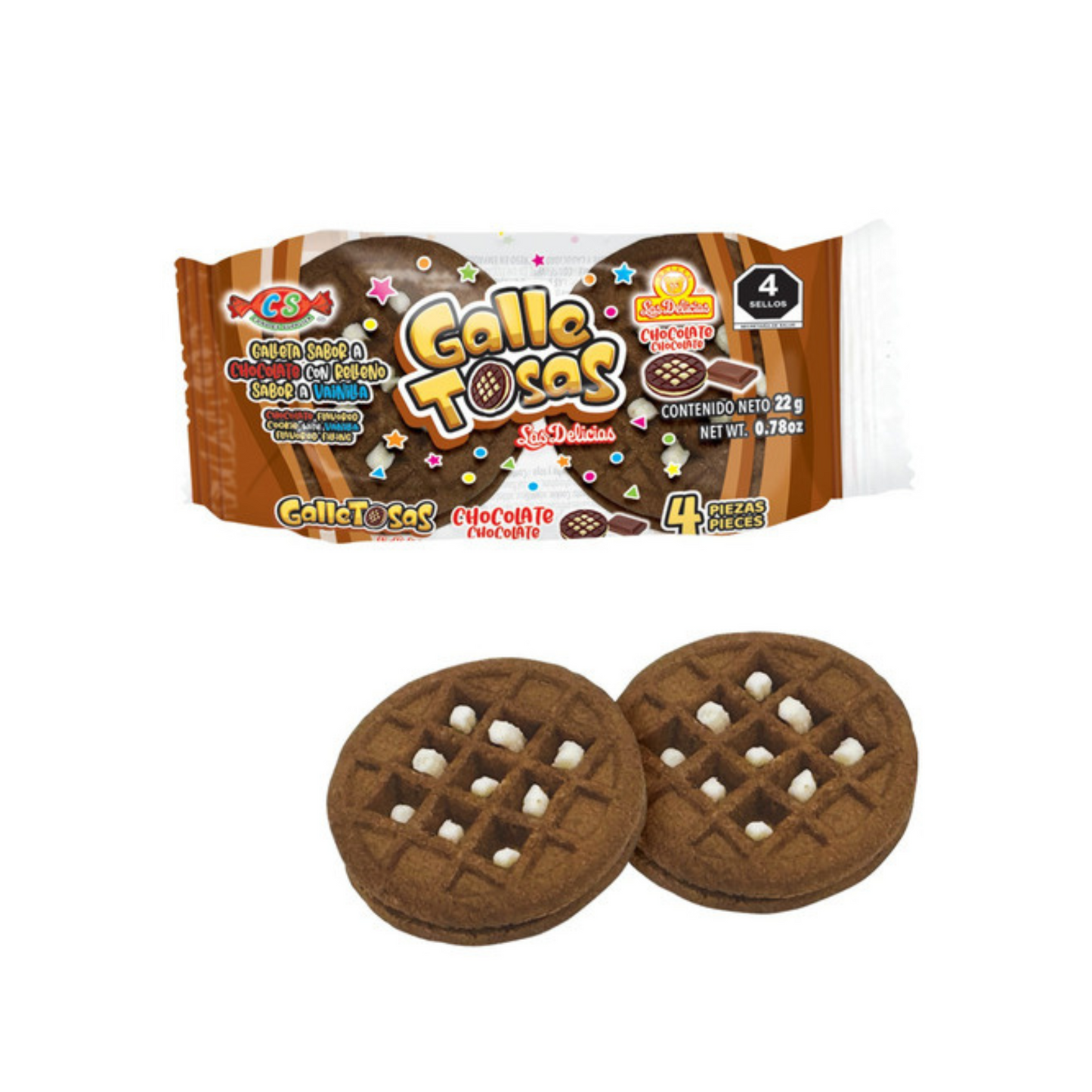 Galletas GalleTosas Chocolate 4’s LAS DELICIAS Bolsa c/12