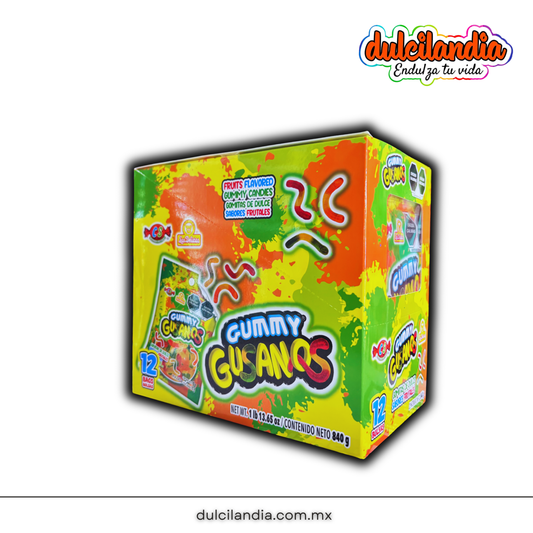 Gomitas Gummy Gusanos 70g LAS DELICIAS Exhibidor c/12