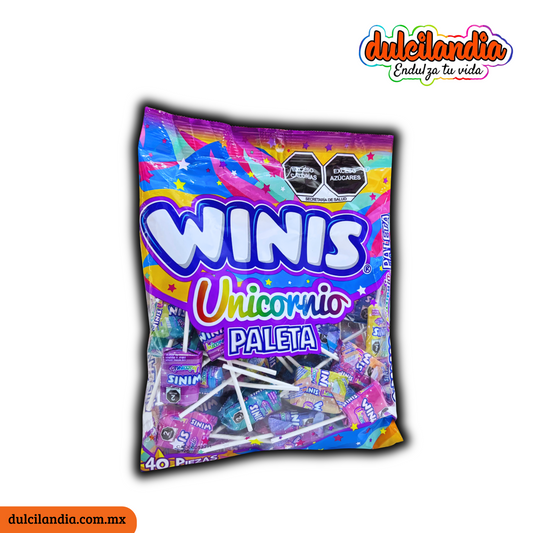 Paletas de Caramelo Suave Unicornio 7g WINIS Bolsa c/40
