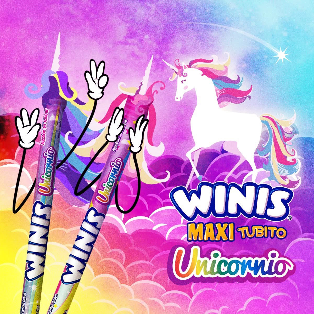 Caramelos Suaves Unicornio MaxiTubito 11g WINIS Caja c/16