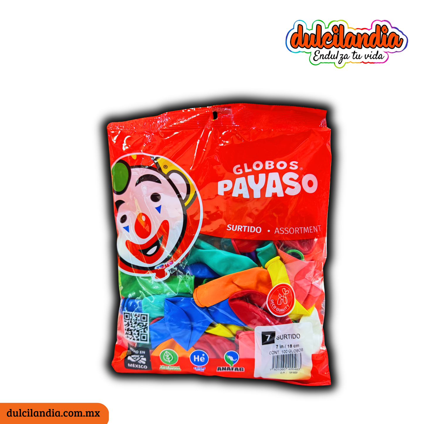 Globos #7 Surtidos GLOBOS PAYASO Bolsa c/100