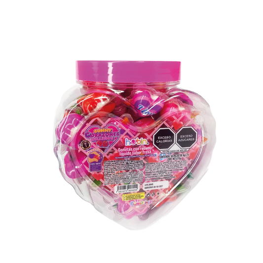 Gomitas Gummy Corazones Rellenos 4D 9g HUBIN Vitrolero c/30