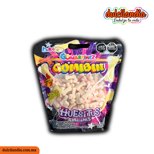 Gomitas Gomibin Huesitos Rellenos Fresa HUBIN Bolsa 900g c/180