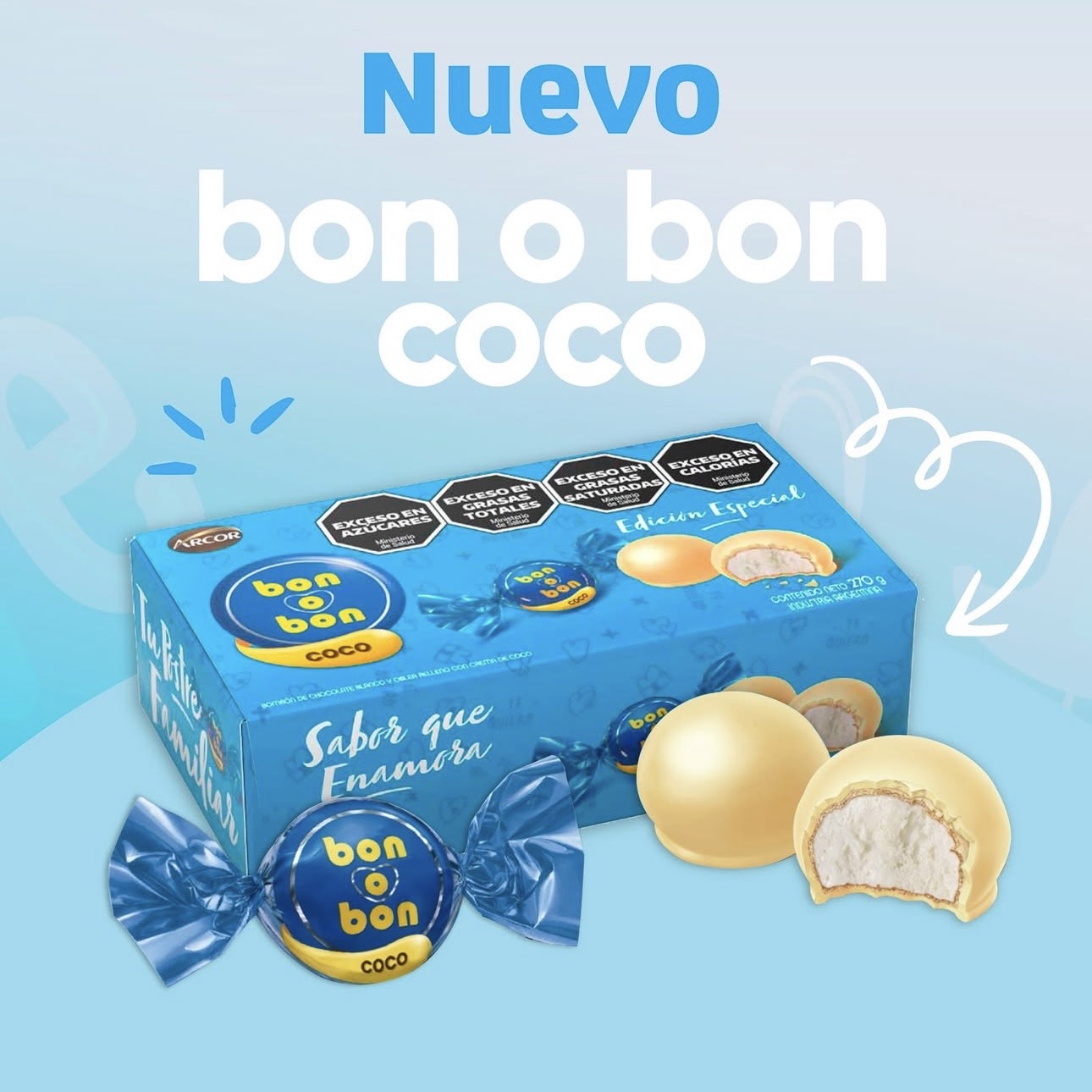 Chocolates Bon o Bon Coco Edición Especial ARCOR Caja c/18