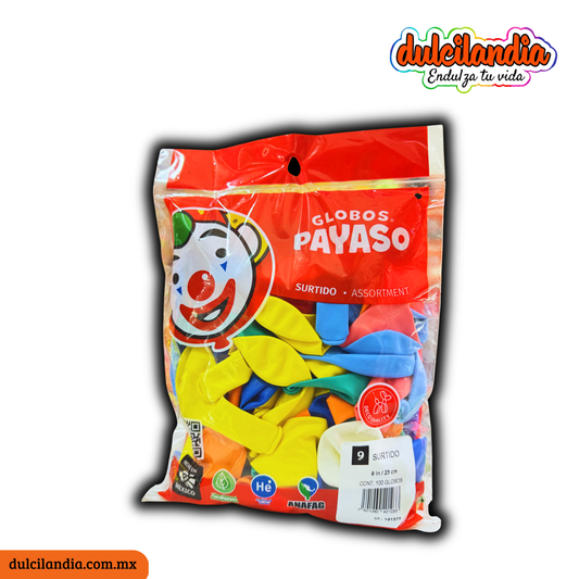 Globos #9 Surtidos GLOBOS PAYASO Bolsa c/100