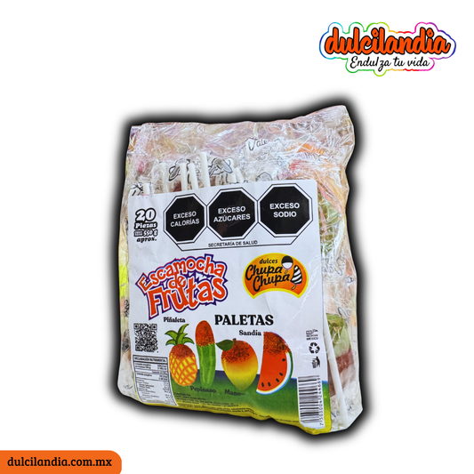 Paletas Escamocha de Frutas Surtida 27.5g CHUPA CHUPA Bolsa c/20