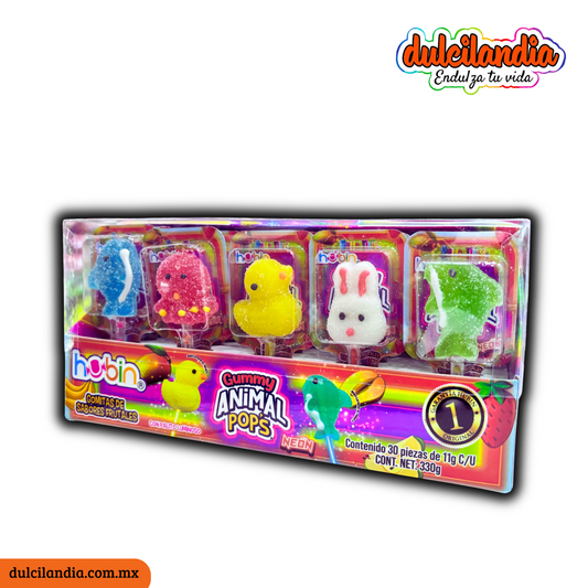 Gomitas Gummy Animal Pop’s Neón 11g HUBIN Exhibidor c/30