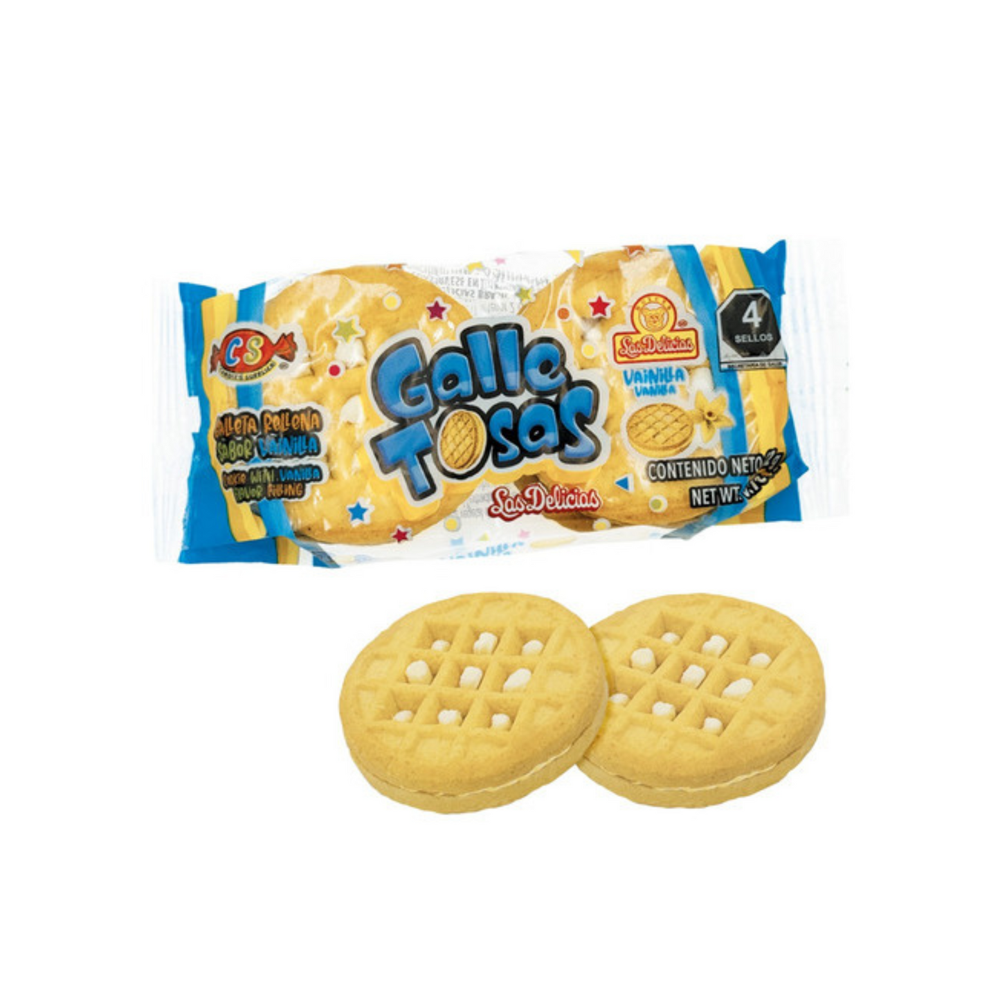 Galletas GalleTosas Vainilla 4’s LAS DELICIAS Bolsa c/12
