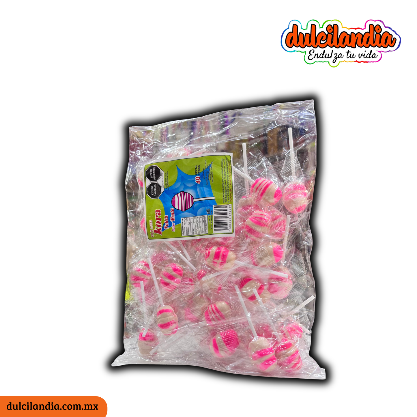 Paletas Bola Menta KORA Bolsa c/40