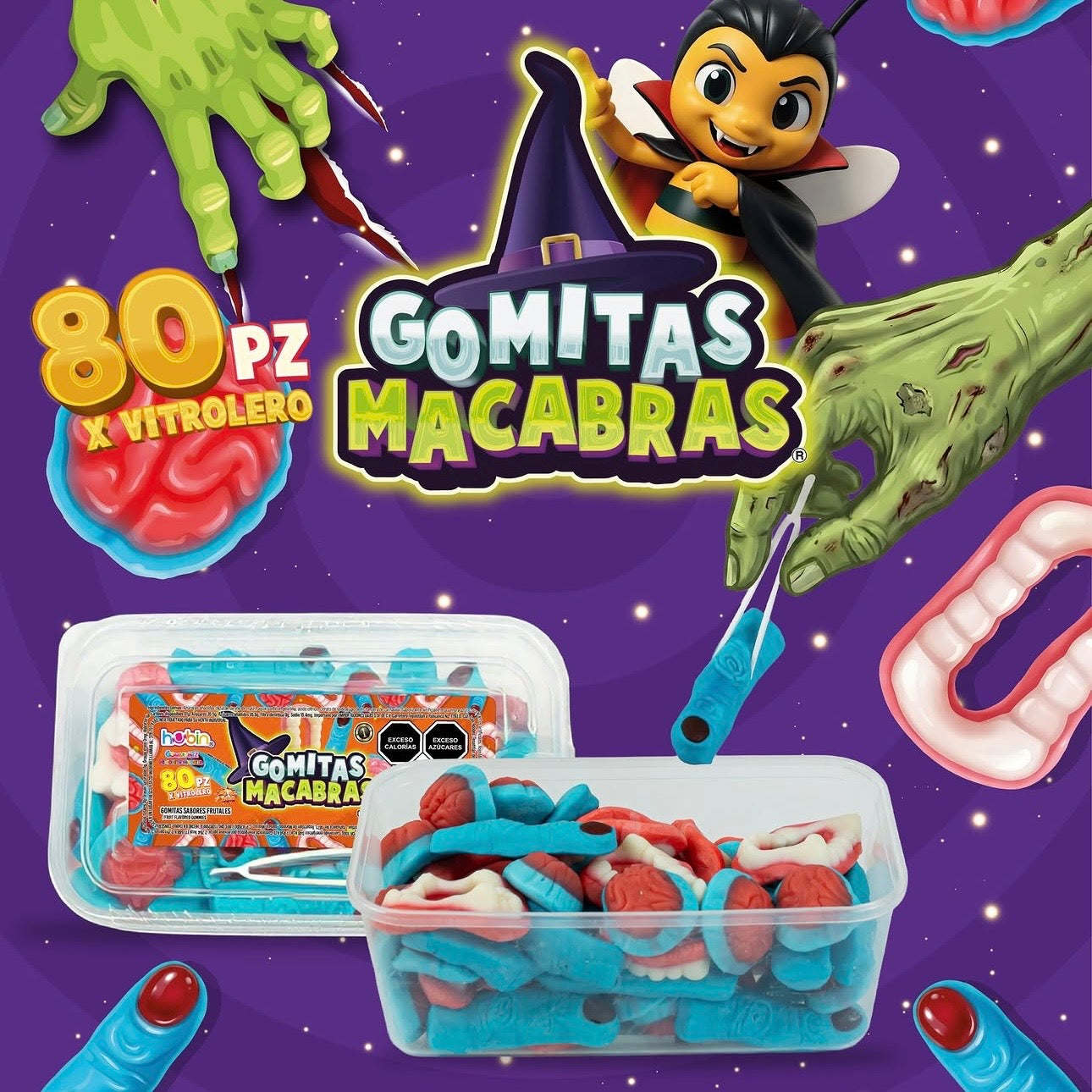 Gomitas Macabras Surtidas HUBIN Exhibidor c/80