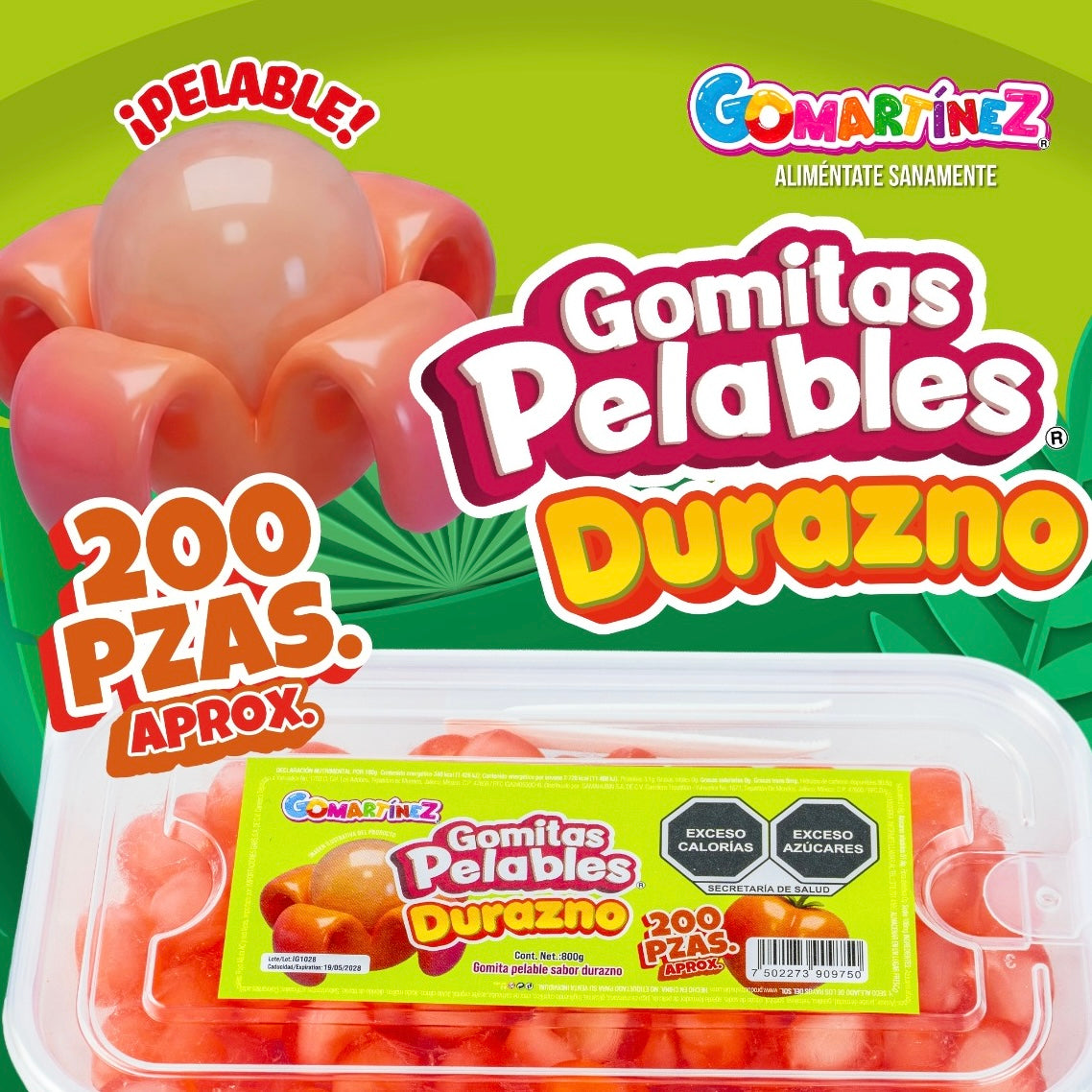 Gomitas Pelables Durazno GOMARTINEZ HUBIN Exhibidor c/200